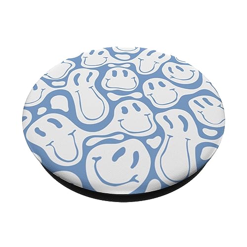 aesthetic trippy pastel liquid swirl dripping smile face PopSockets Standard PopGrip