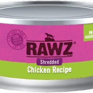 Rawz Natural Premium Canned Cat Wet Food Shredded -12 Pack Chicken Variety Bundle - 4 Flavors - (Chicken & Duck, Chicken & Liver, Chicken & Pumpkin, Chicken) with Hotspot Pets Food Bowl - (3oz Cans)