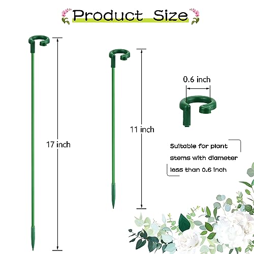SupKing Plant Stakes,Invisible Plant Support Sticks with Rings for Indoor Outdoor Plants,16Pcs Plant Support Stakes Suitable for Potted Plant Flowers Peony Lily Rose Tomato (17"&11")