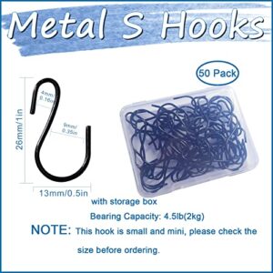 Beaneed Mini S Hooks for Hanging 50 Pack 1 Inch S Shaped Black S Hooks Plant Hooks Heavy Duty Backpack Hanger Ornament for Jewelry Key Ring Chain Hardware Pet Name Tag
