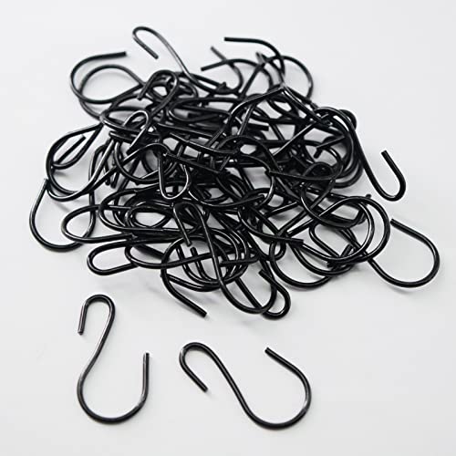 Beaneed Mini S Hooks for Hanging 50 Pack 1 Inch S Shaped Black S Hooks Plant Hooks Heavy Duty Backpack Hanger Ornament for Jewelry Key Ring Chain Hardware Pet Name Tag