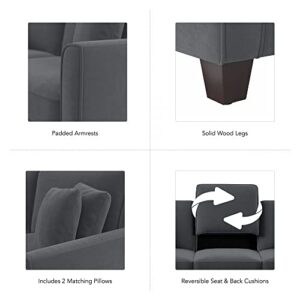 Bush Furniture Flare Loveseat, 61W, Dark Gray Microsuede
