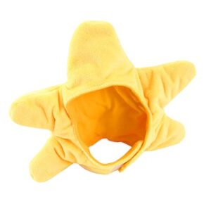 ANIAC Funny Cat Hat Yellow Starfish Small Dogs Cap Soft Star Shaped Puppy Headgear Halloween Pet Costume Warm Head Accessories for Rabbits Kitten Small Dogs (A)