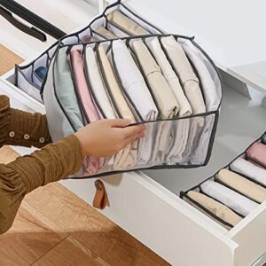 IrbingNii Clothes Organizer for Wardrobe Closet Jeans Pants Organizer Foldable Drawer Clothes Compartment Storage Box(Grey)