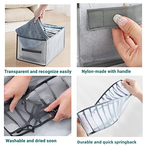 IrbingNii Clothes Organizer for Wardrobe Closet Jeans Pants Organizer Foldable Drawer Clothes Compartment Storage Box(Grey)