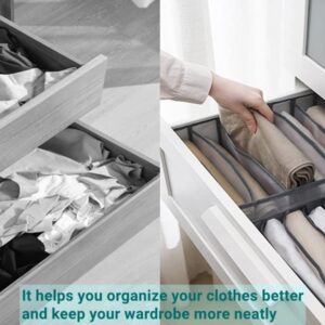 IrbingNii Clothes Organizer for Wardrobe Closet Jeans Pants Organizer Foldable Drawer Clothes Compartment Storage Box(Grey)