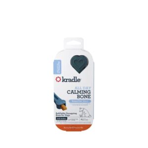 kradle all day calming bone for gentle chewers, 6 inch rubber, refillable occupying bone for dogs (4 refills), relief for separation, thunder, car rides, & stress with botanitek formula, bacon flavor