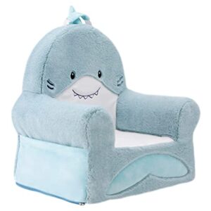 Soft Landing Sweet Seats, Premium and Comfy Toddler Lounge Chair with Carrying Handle & Side Pockets, Light Grey Shark