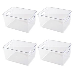 aedericoe clear plastic storage bins 4pcs large clear bin for organizing kitchen pantry storage shelves closet organizers under sink storage containers