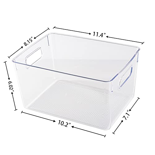 Aedericoe Clear Plastic Storage Bins 4pcs Large Clear Bin for Organizing Kitchen Pantry Storage Shelves Closet Organizers Under Sink Storage Containers