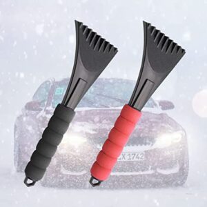 jeseny 2 pieces ice scraper, snow scrapers for car windshield,car window frost removal brush tool with foam handle trucks-scratch free, universal size for suvs, crars (1 pc black and 1 pc red)