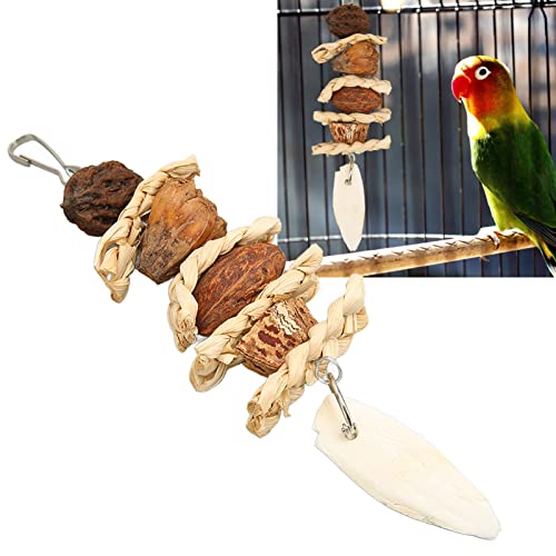 Zerodis Corn Leaf Nut Chew Toy,Bird Chewing Toy Bird Cage Gnawing Toy with Stainless Steel Hook Corn Leaf Nut