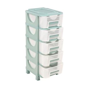 homeplast ouma 38 inch tall plastic 5 drawer home storage indoor/outdoor organizer shelf unit with perforated ventilated drawers, green