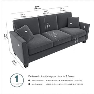 Bush Furniture Flare Sofa, 85W, Dark Gray Microsuede