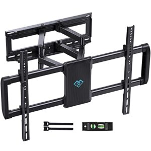 perlesmith full motion tv wall mount for 37-75 inch tvs, tv mount with smooth swivel, tilt, extension, dual articulating arms, holds up to 100 lbs, max vesa 600x400mm, 16" wood studs, pslf10