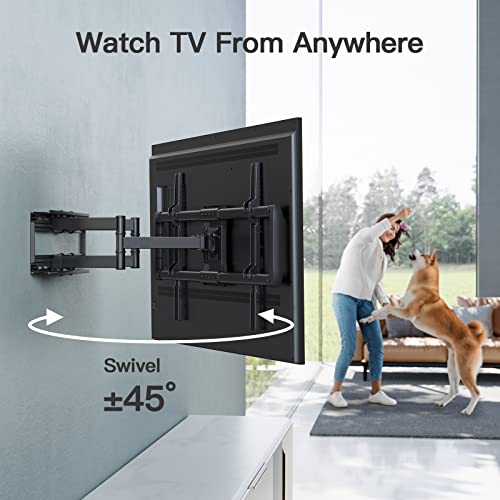 PERLESMITH Full Motion TV Wall Mount for 37-75 inch TVs, TV Mount with Smooth Swivel, Tilt, Extension, Dual Articulating Arms, Holds up to 100 lbs, Max VESA 600x400mm, 16" Wood Studs, PSLF10