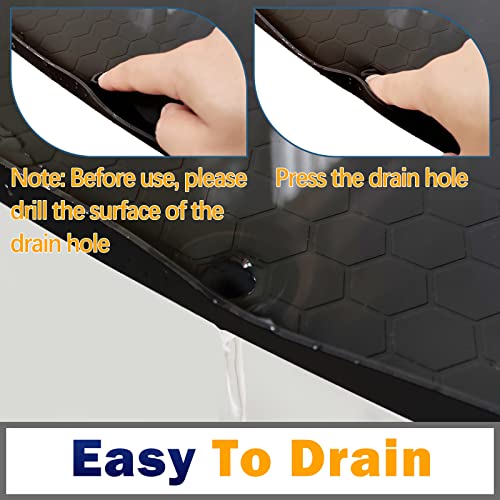 Under Sink Mat,34" x 22" Under Sink Mats for Kitchen Waterproof,Silicone Under Sink Liner with Drain Hole,Flexible Under Sink Drip Tray,Under The Sink Cabinet Protector Mat for Drip Leak Spill-Black