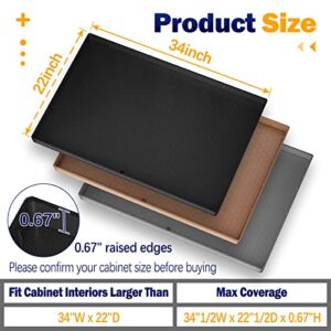 Under Sink Mat,34" x 22" Under Sink Mats for Kitchen Waterproof,Silicone Under Sink Liner with Drain Hole,Flexible Under Sink Drip Tray,Under The Sink Cabinet Protector Mat for Drip Leak Spill-Black