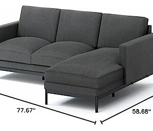 Zinus Logan Reversible Sectional Chaise/L-Shaped Sofa/Green Tea Infused Foam Cushions/Tool-Free, Easy Assembly, Dark Grey