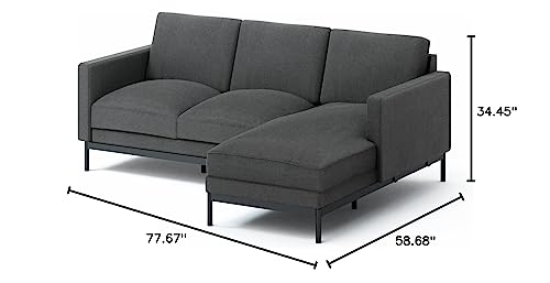 Zinus Logan Reversible Sectional Chaise/L-Shaped Sofa/Green Tea Infused Foam Cushions/Tool-Free, Easy Assembly, Dark Grey