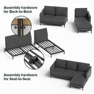 Zinus Logan Reversible Sectional Chaise/L-Shaped Sofa/Green Tea Infused Foam Cushions/Tool-Free, Easy Assembly, Dark Grey