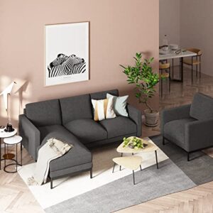 Zinus Logan Reversible Sectional Chaise/L-Shaped Sofa/Green Tea Infused Foam Cushions/Tool-Free, Easy Assembly, Dark Grey