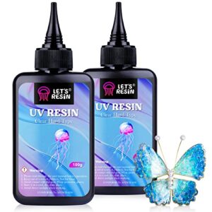 let's resin uv resin,200g low viscosity crystal clear ultraviolet thin epoxy resin, quick-curing&low shrinkage uv resin kit for crafts, jewelry making, casting