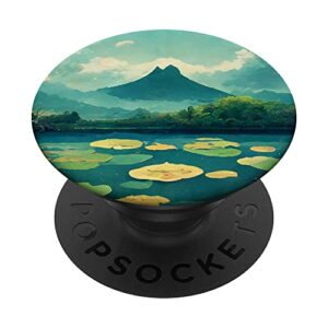 lily pads on a lake, studio ghibli / breath of the wild popsockets swappable popgrip