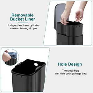 BETHEBEST 1.6 Gallon Small Step Trash Can with Lid,Compact Rectangular Garbage Can with Removable Liner Bucket for Bathroom,Bedroom,Office,Black