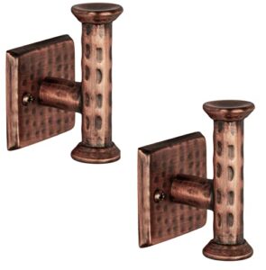 monarch abode 19629 metal hand hammered wall hooks multi-purpose towel, coat, robe and door hooks, decorative towel hook, heavy duty, set of 2, antique copper finish