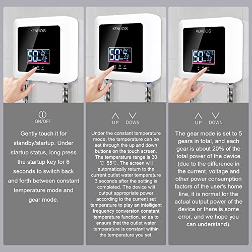 KENUOS 5500W 110V Electric Tankless Constant Temperature Instant Hot Water Heater with Remote Control, Digital Display ,On Demand Hot Water for Home Kitchen Indoor