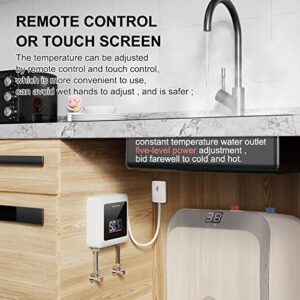 KENUOS 5500W 110V Electric Tankless Constant Temperature Instant Hot Water Heater with Remote Control, Digital Display ,On Demand Hot Water for Home Kitchen Indoor