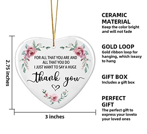 NTKIO Thank You for All That You Do Ceramic Ornament Keepsake Sign, Heart Hanging Plaque Appreciation Thank You Gifts for Mom, Teacher, Boss, Coworker, Friends, Coach