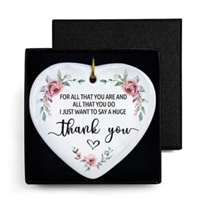 ntkio thank you for all that you do ceramic ornament keepsake sign, heart hanging plaque appreciation thank you gifts for mom, teacher, boss, coworker, friends, coach