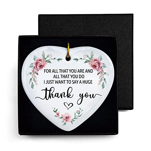 NTKIO Thank You for All That You Do Ceramic Ornament Keepsake Sign, Heart Hanging Plaque Appreciation Thank You Gifts for Mom, Teacher, Boss, Coworker, Friends, Coach