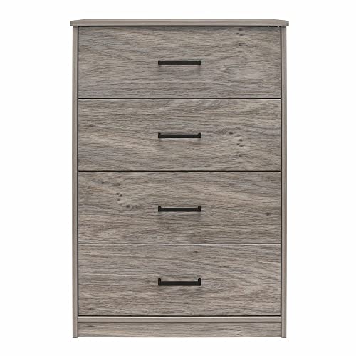 Ameriwood Home Edgewater Dresser, 4 Drawer, Grey Oak