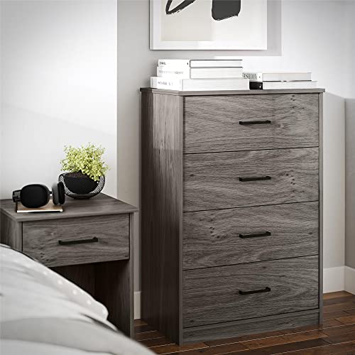 Ameriwood Home Edgewater Dresser, 4 Drawer, Grey Oak