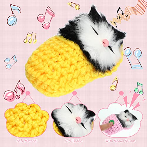 12 Pcs Sleeping Cats in Slipper Kids Cat Doll Toy Bulk Fluffy Mini Cat with Meows Sounds Stuffed Kitty in Shoe for Easter Home Party Girls Gift Decor (Sleeping Cat Style)