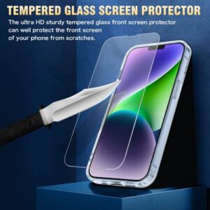 VEGO [5 in 1 Magnetic Case for iPhone 14 Plus 5G 6.7 Inch 2022, [2 Pack Tempered Glass Screen Protector +2 Pack Camera Lens Protector] Yellowing Resistance Slim Clear Case for iPhone 14 Plus