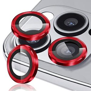 tiuyao camera lens protector for iphone 14 pro 6.1"& iphone 14 pro max 6.7", tempered glass camera lens protector aluminum alloy lens ring cover fit for iphone 14 pro/iphone 14 pro max(red)