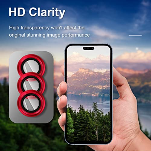 TIUYAO Camera Lens Protector for iPhone 14 Pro 6.1"& iPhone 14 Pro Max 6.7", Tempered Glass Camera Lens Protector Aluminum Alloy Lens Ring Cover Fit for iPhone 14 Pro/iPhone 14 Pro Max(Red)