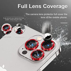 TIUYAO Camera Lens Protector for iPhone 14 Pro 6.1"& iPhone 14 Pro Max 6.7", Tempered Glass Camera Lens Protector Aluminum Alloy Lens Ring Cover Fit for iPhone 14 Pro/iPhone 14 Pro Max(Red)