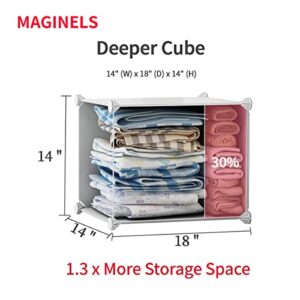 MAGINELS Large Cube Storage -14"x18" Depth Cube (12 Cubes) Organizer Shelves Clothes Dresser Closet Storage Organizer Cabinet Shelving Bookshelf Toy Organizer, White