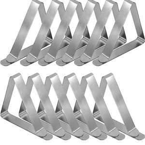 Tablecloth Clips, 12 Pack Stainless Steel Heavy Duty Picnic Table Cloth Clips, Outdoor Picnic Tables Cover Clamps Holders for Dining Restaurant Marquees Weddings Graduation Party,Thickness Below 1.4''