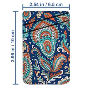 Diascia Pack of 2 - Cellphone Stick on Leather Cardholder ( Beautiful Indian Floral Paisley Pattern Pattern ) ID Credit Card Pouch Wallet Pocket Sleeve