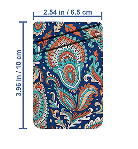 Diascia Pack of 2 - Cellphone Stick on Leather Cardholder ( Beautiful Indian Floral Paisley Pattern Pattern ) ID Credit Card Pouch Wallet Pocket Sleeve