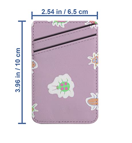 Diascia Pack of 2 - Cellphone Stick on Leather Cardholder ( Beetles Lady Bugs Dashed Lines Pattern Pattern ) ID Credit Card Pouch Wallet Pocket Sleeve