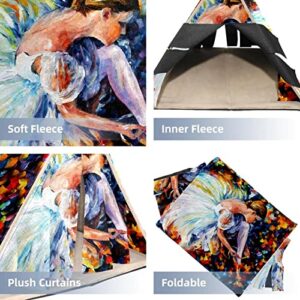 enheng Small Pet Hideout Oil Painting Art Ballet Dancer Hamster House Guinea Pig Playhouse for Dwarf Rabbits Hedgehogs Chinchillas