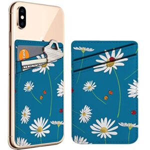 pack of 2 - cellphone stick on leather cardholder ( daisies lady bugs pattern pattern ) id credit card pouch wallet pocket sleeve