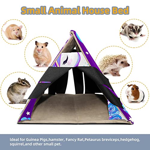 enheng Small Pet Hideout Beautiful Unicorn with a Long Rainbow Mane Hamster House Guinea Pig Playhouse for Dwarf Rabbits Hedgehogs Chinchillas